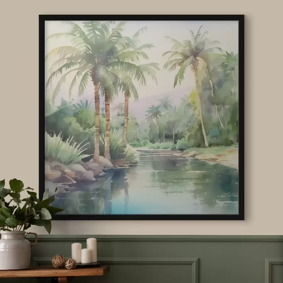 carta da parati Imitazione di paesaggio tropicale ad acquerello nr. f42912