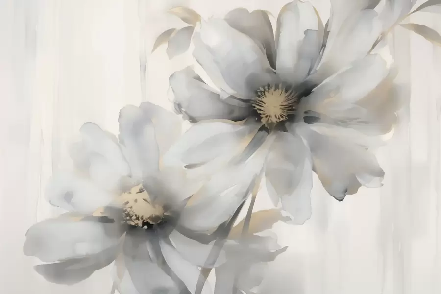 Carta da parati Floreale Grandi fiori imitazione di acquerello sfocato n. w03073