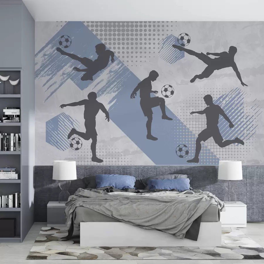 carta da parati Sagome di giocatori di calcio su sfondo astratto nr. w03001v1