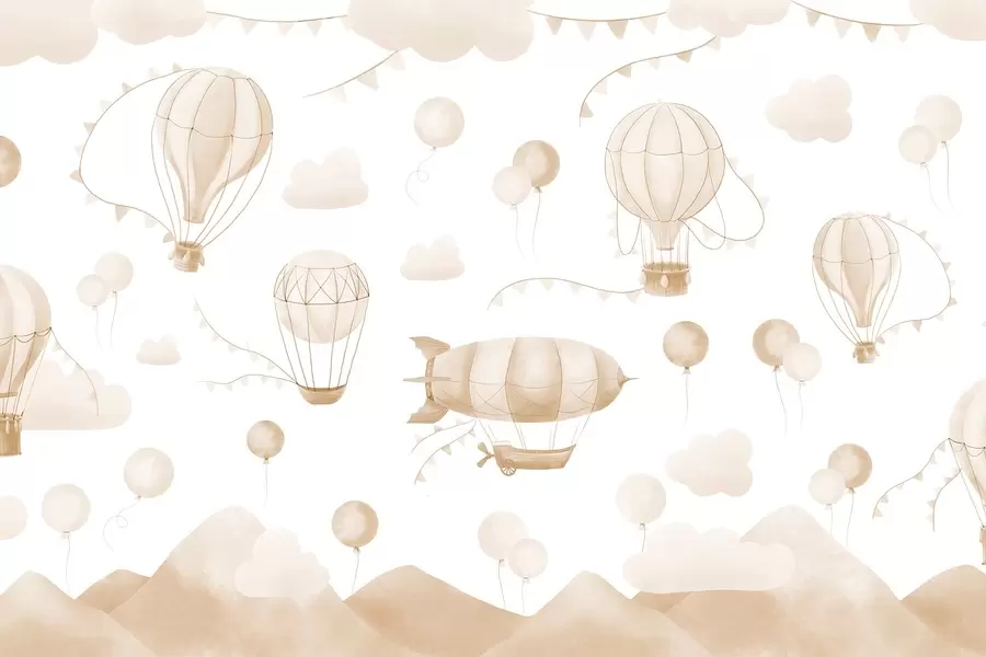 carta da parati Disegno ad acquerello per bambini con palloncini nr. w08765v4