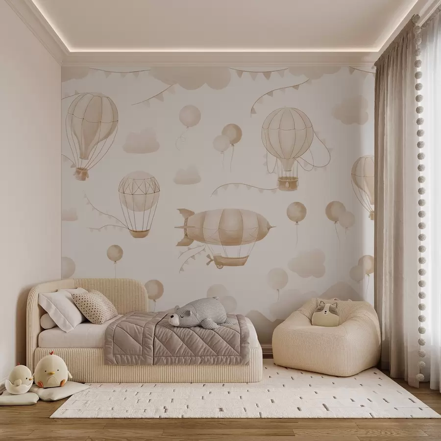 carta da parati Disegno ad acquerello per bambini con palloncini nr. w08765v4