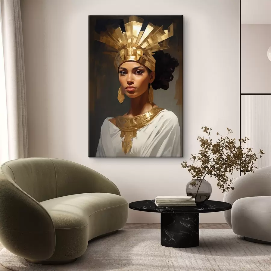 carta da parati Ritratto di donna con un maestoso copricapo e ornamenti tradizionali nr. s42931