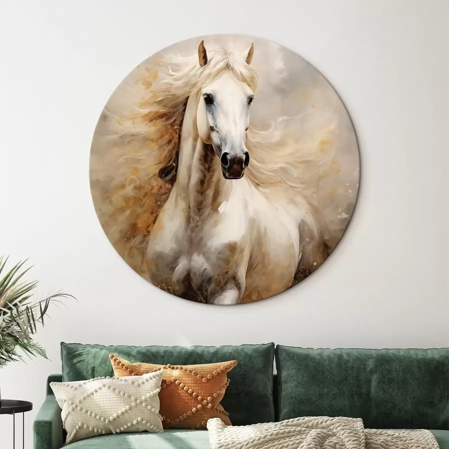 carta da parati Ritratto pittoresco di un cavallo bianco in movimento nr. r42932