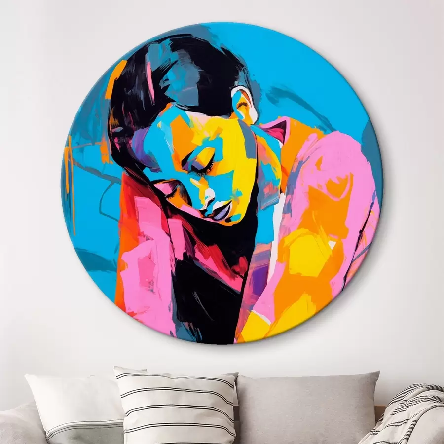 carta da parati Ritratto astratto di una persona pensierosa in colori vivaci nr. r42936