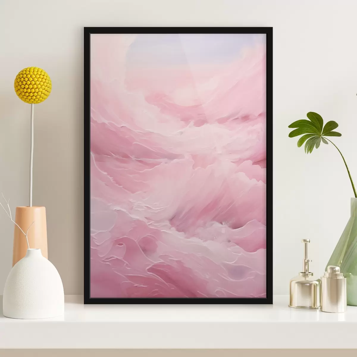 Poster Paesaggio astratto di colore rosa con forme ondulate f42929