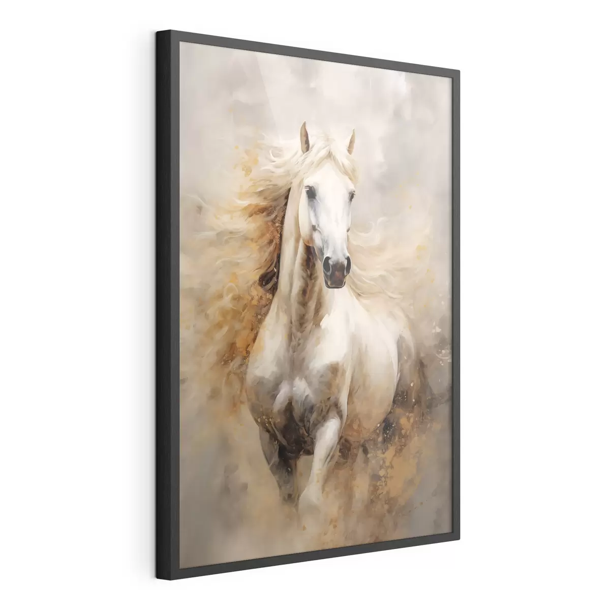 Poster Ritratto pittoresco di un cavallo bianco in movimento f42932