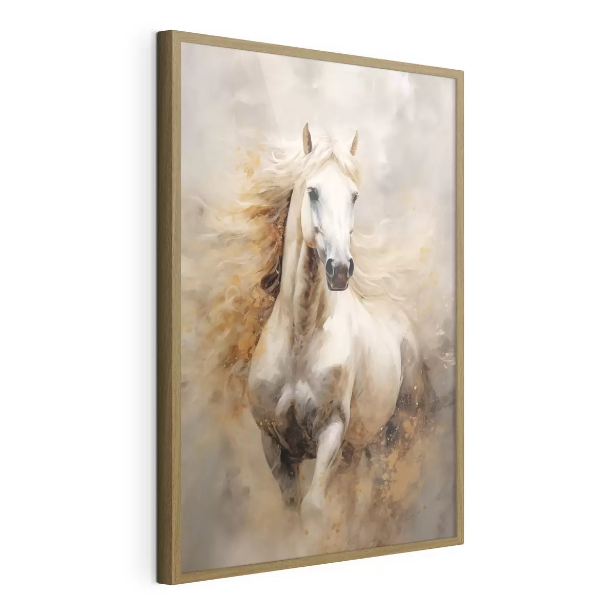 Poster Ritratto pittoresco di un cavallo bianco in movimento f42932