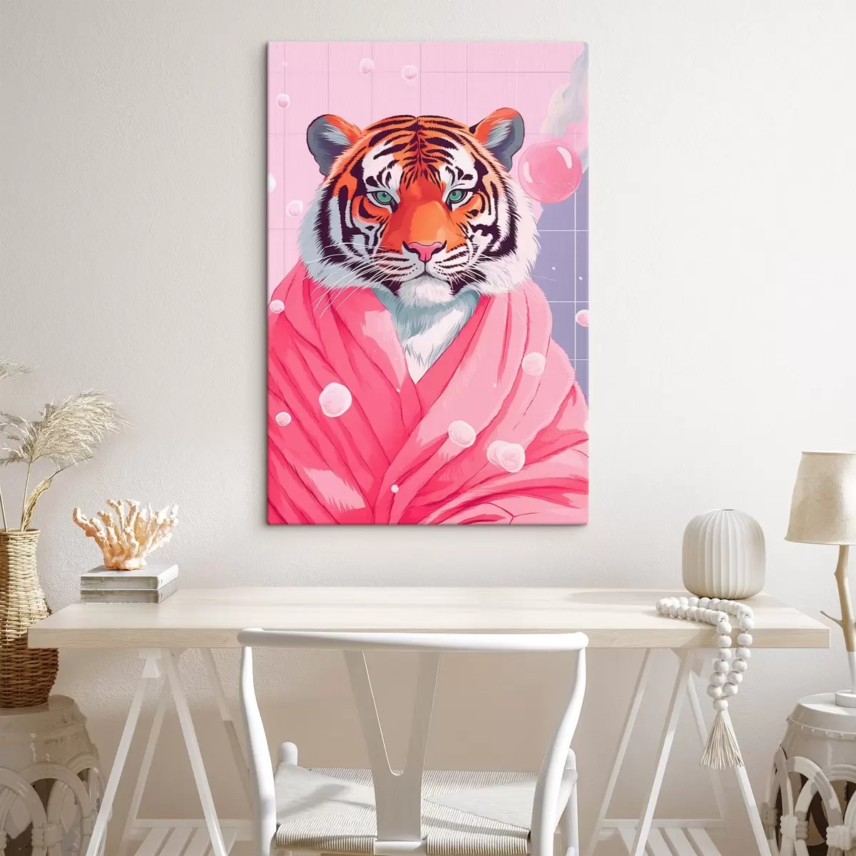carta da parati Tigre in un asciugamano rosa nr. s42942