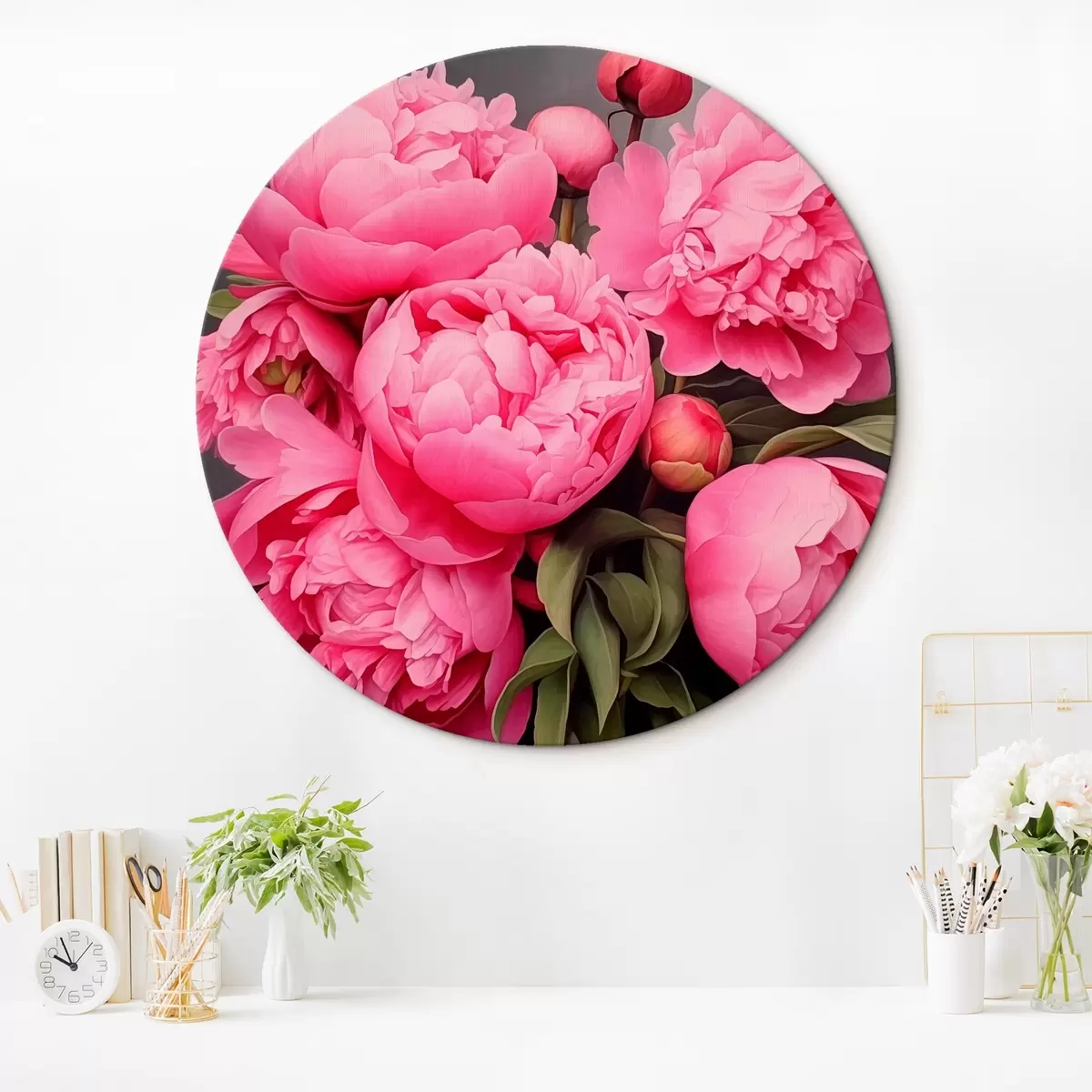 Quadri rotondi Peonie rosa r42944