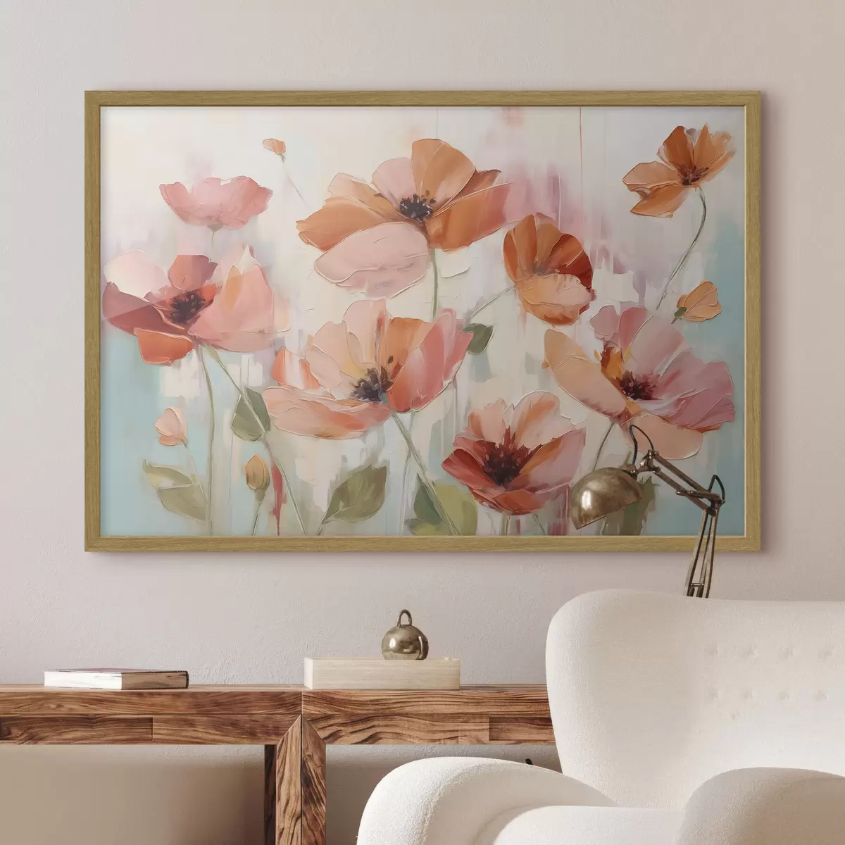 Poster Quadro astratto imitazione papaveri f42956