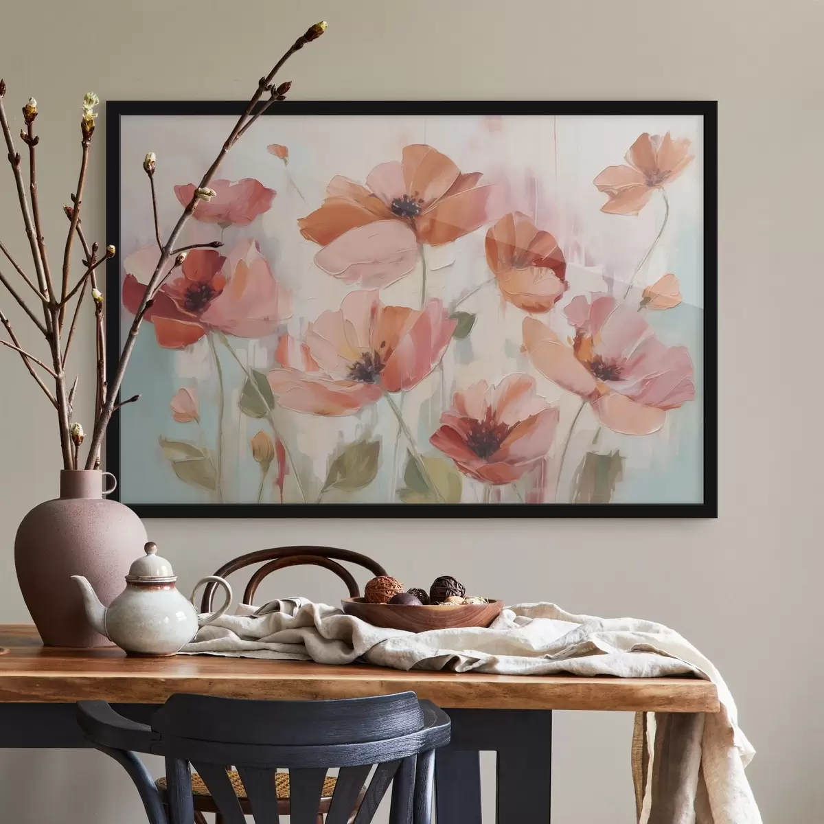 Poster Quadro astratto imitazione papaveri f42956