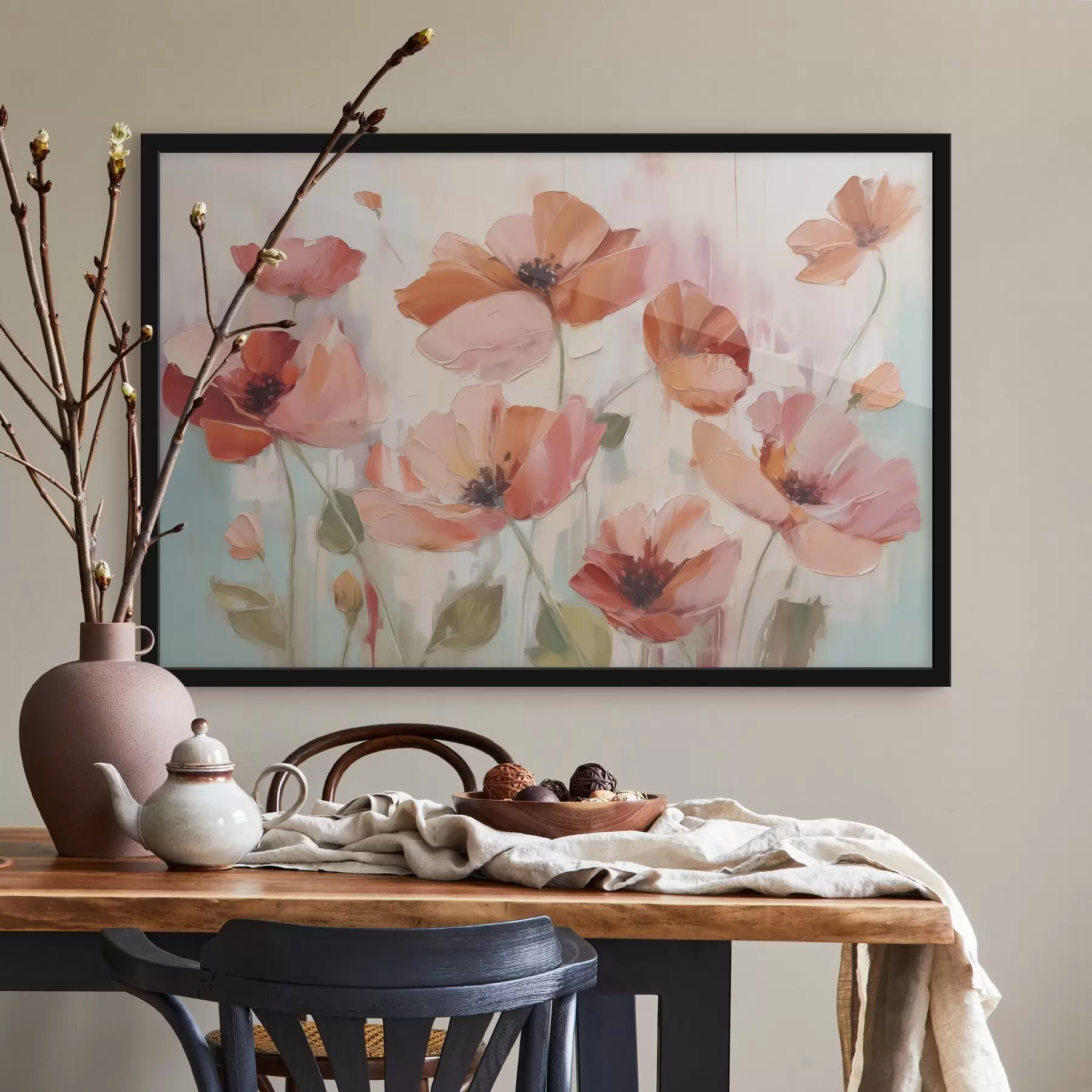 carta da parati Quadro astratto imitazione papaveri nr. f42956