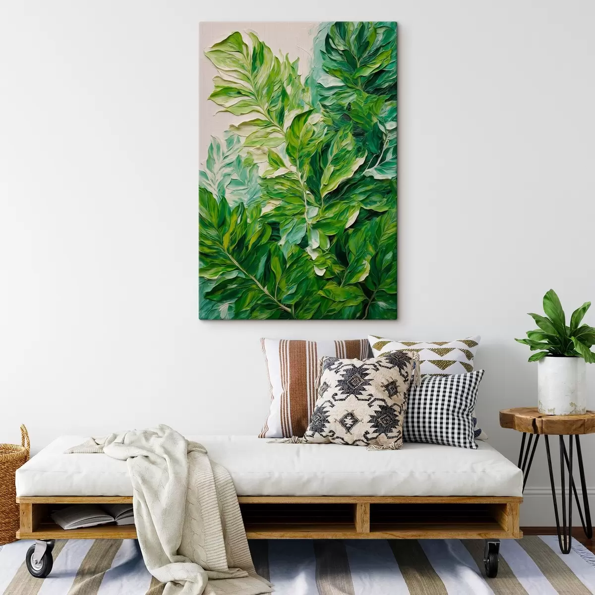 carta da parati Foglie tropicali in stile pittura ad olio nr. s42767