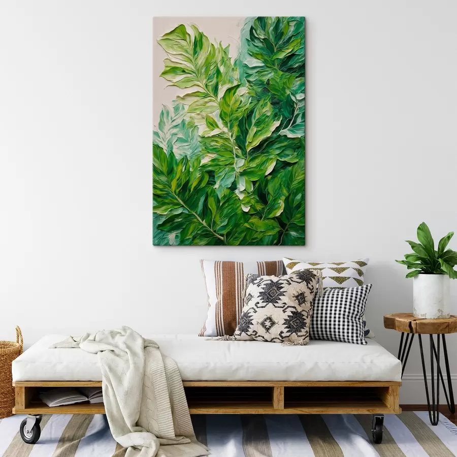 carta da parati Foglie tropicali in stile pittura ad olio nr. s42767