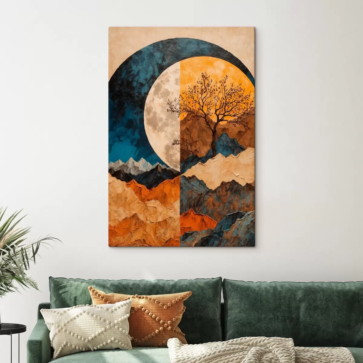carta da parati Montagne multicolori su sfondo lunare in stile pittura acrilica nr. s42770