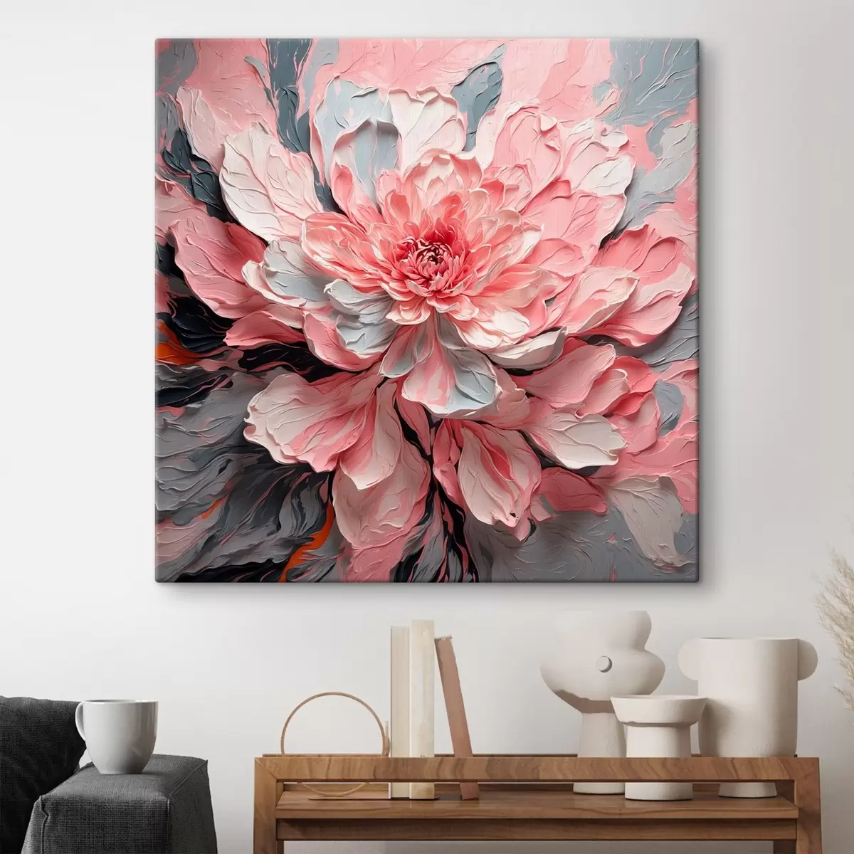 carta da parati Fiore rosa in stile pittura ad olio nr. s42917
