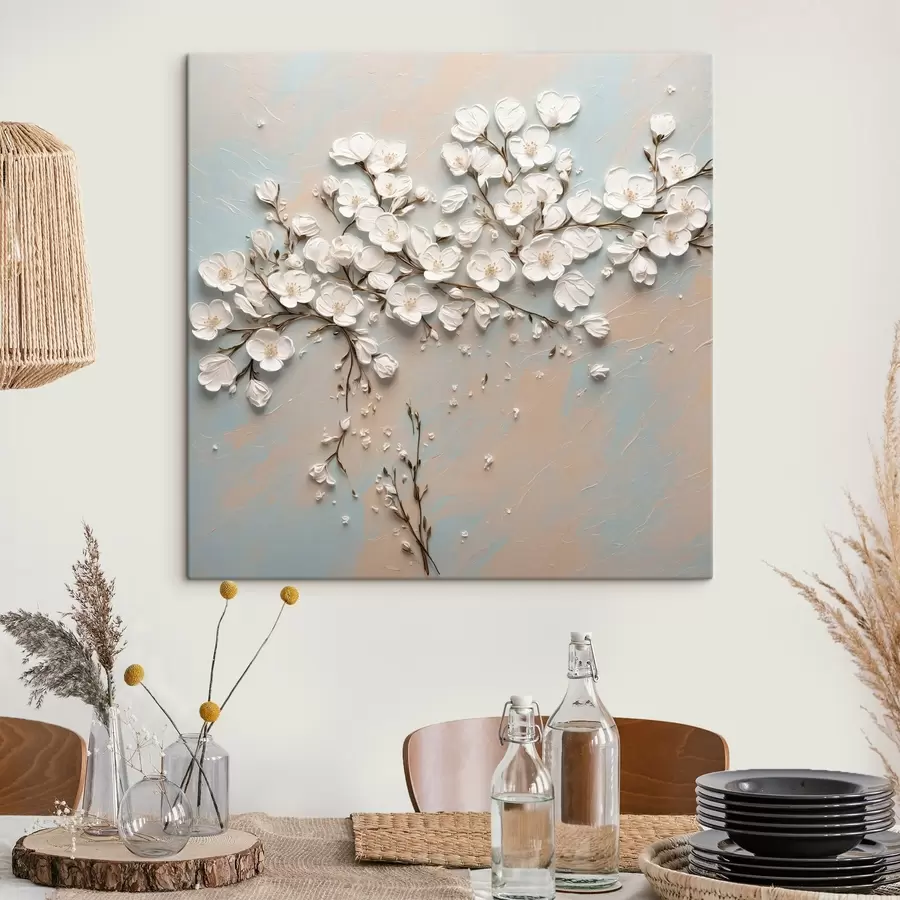 carta da parati Piccoli fiori bianchi in stile pittura acrilica nr. s42921