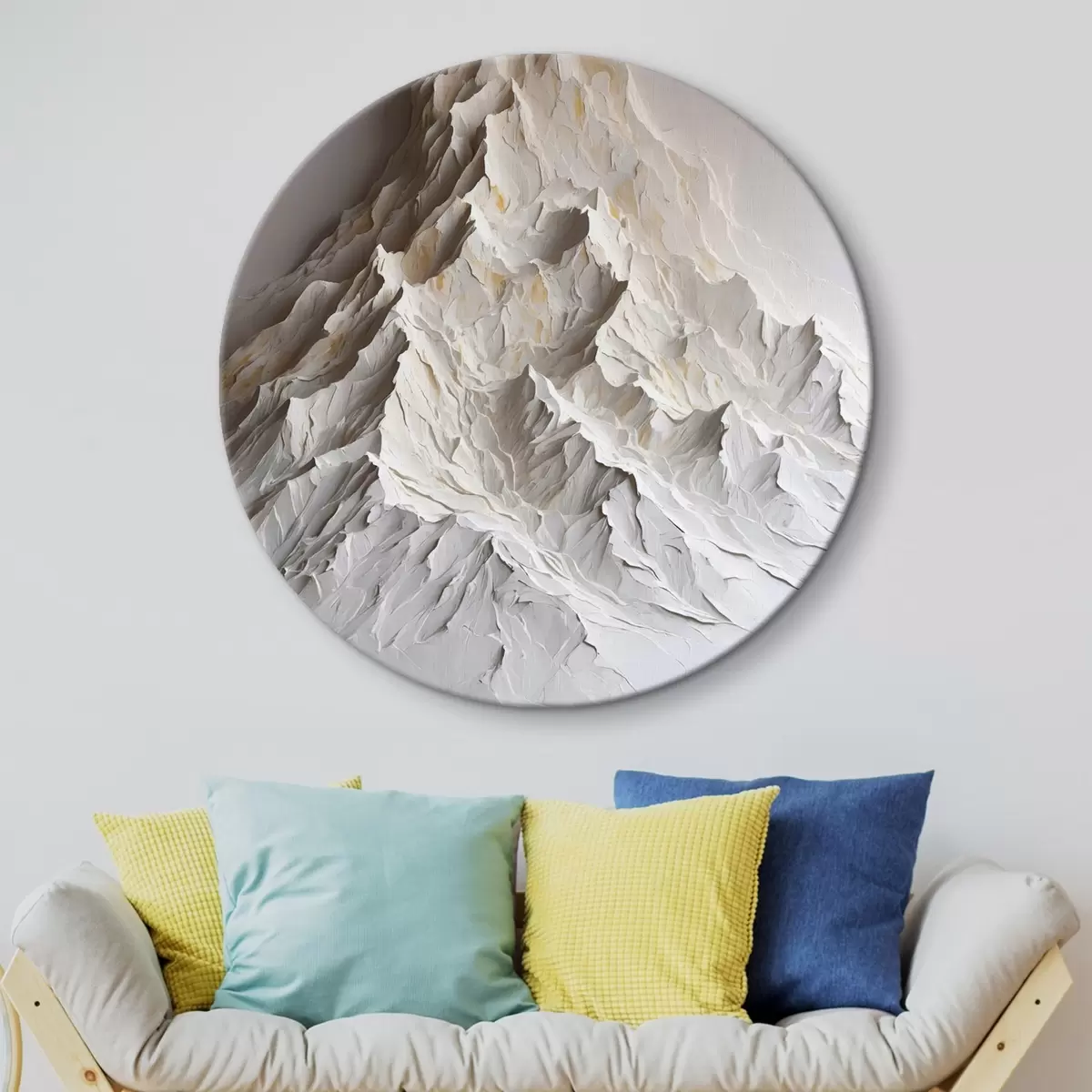 Quadri rotondi montagna di neve in pittura ad olio r42760
