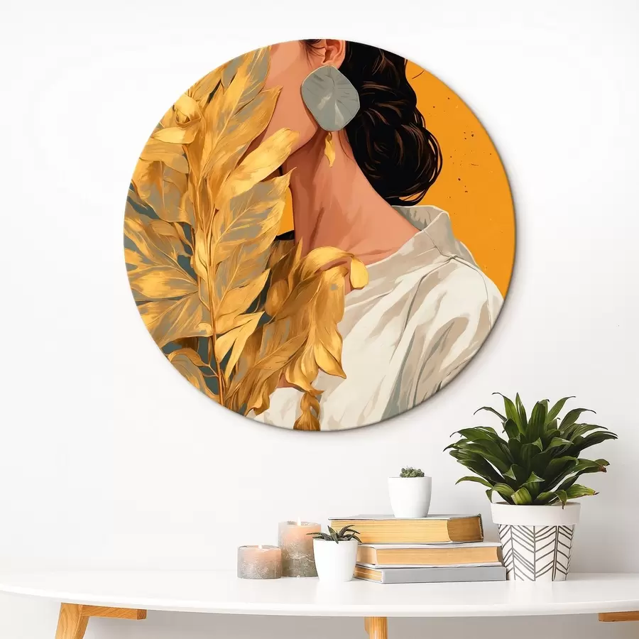 carta da parati Ragazza con foglia tropicale nr. r42765