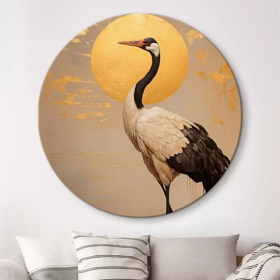 carta da parati Gru sullo sfondo del sole in stile pittura acrilica nr. r42773