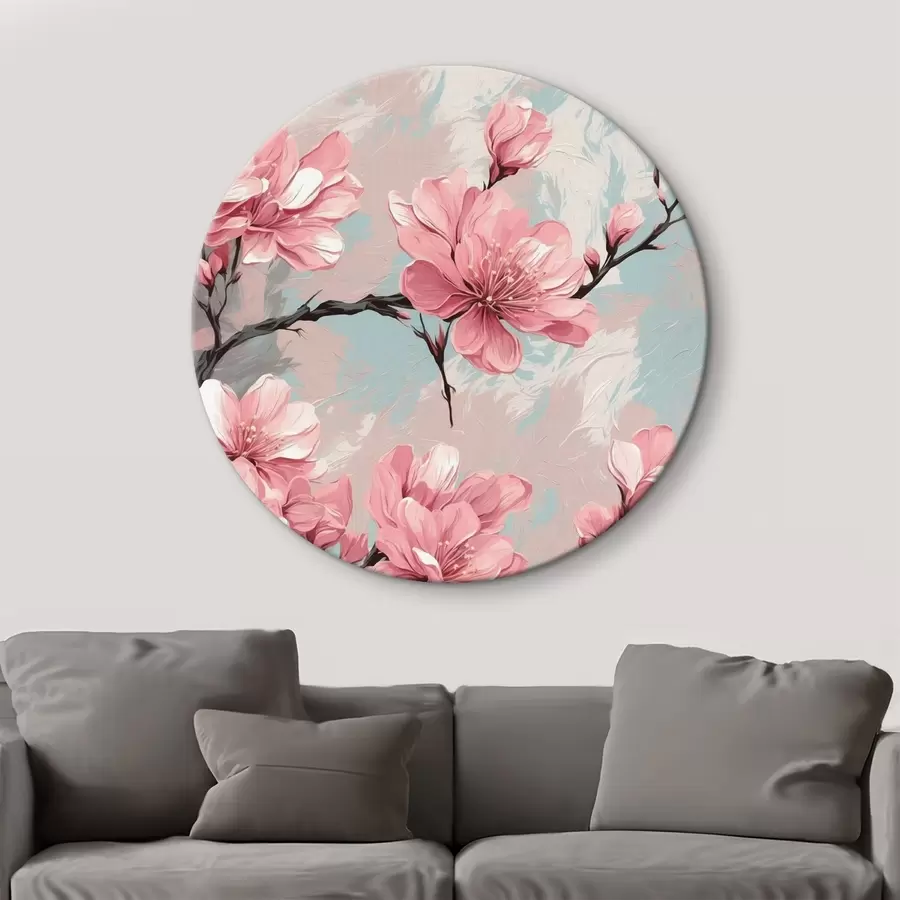 carta da parati Fiori e fiori rosa in pittura acrilica nr. r42918