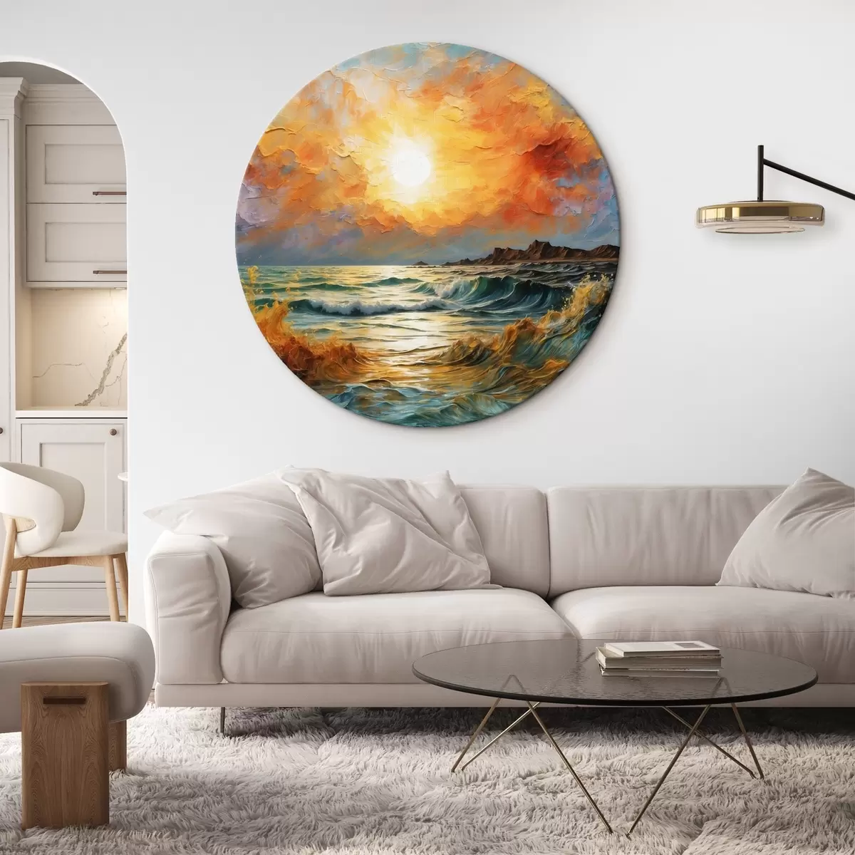 Quadri rotondi rtormy rea e correre in pittura ad olio rtyle r42920
