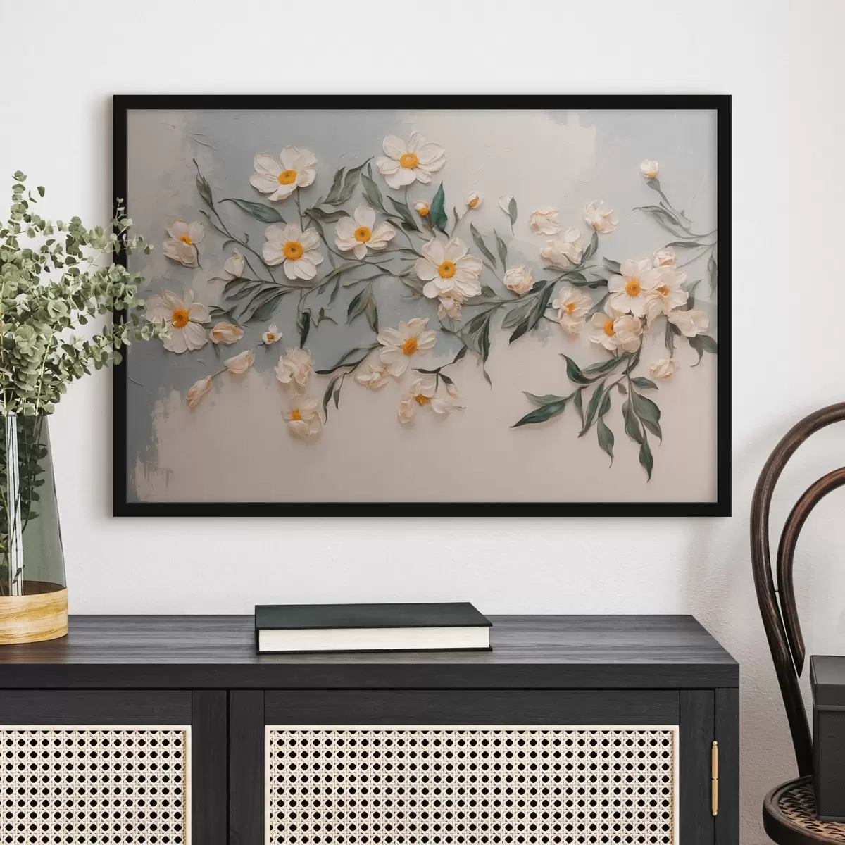 Poster Flussi bianchi e lasciati sul bianco e sul ritrovato gfay f42764