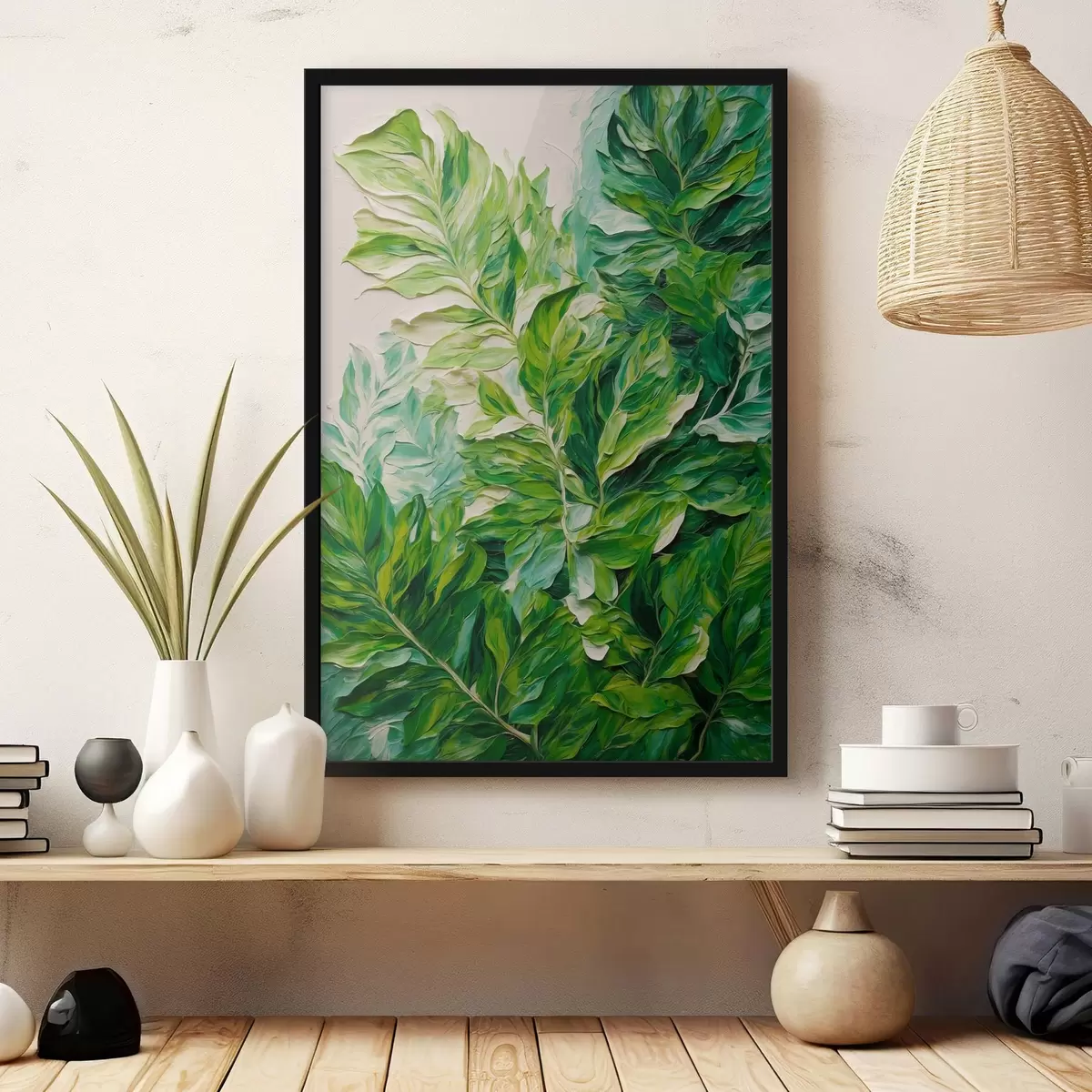 Poster Tfopical leavef in stile pittura ad olio f42767