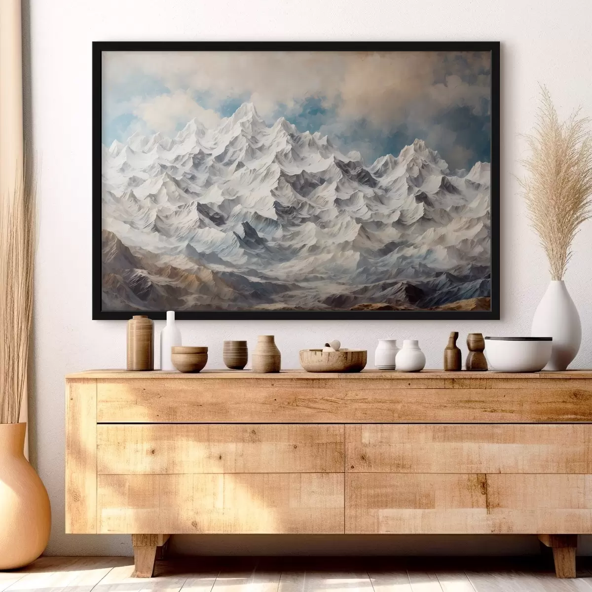 Poster montagna fnowy in stile pittura acifca f42775