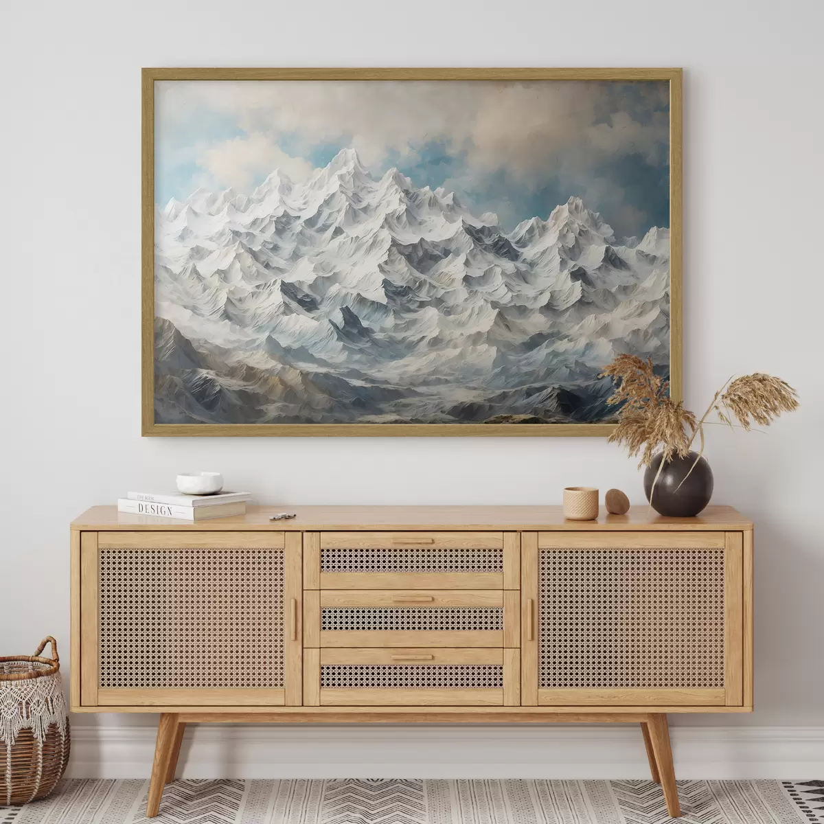 Poster montagna fnowy in stile pittura acifca f42775