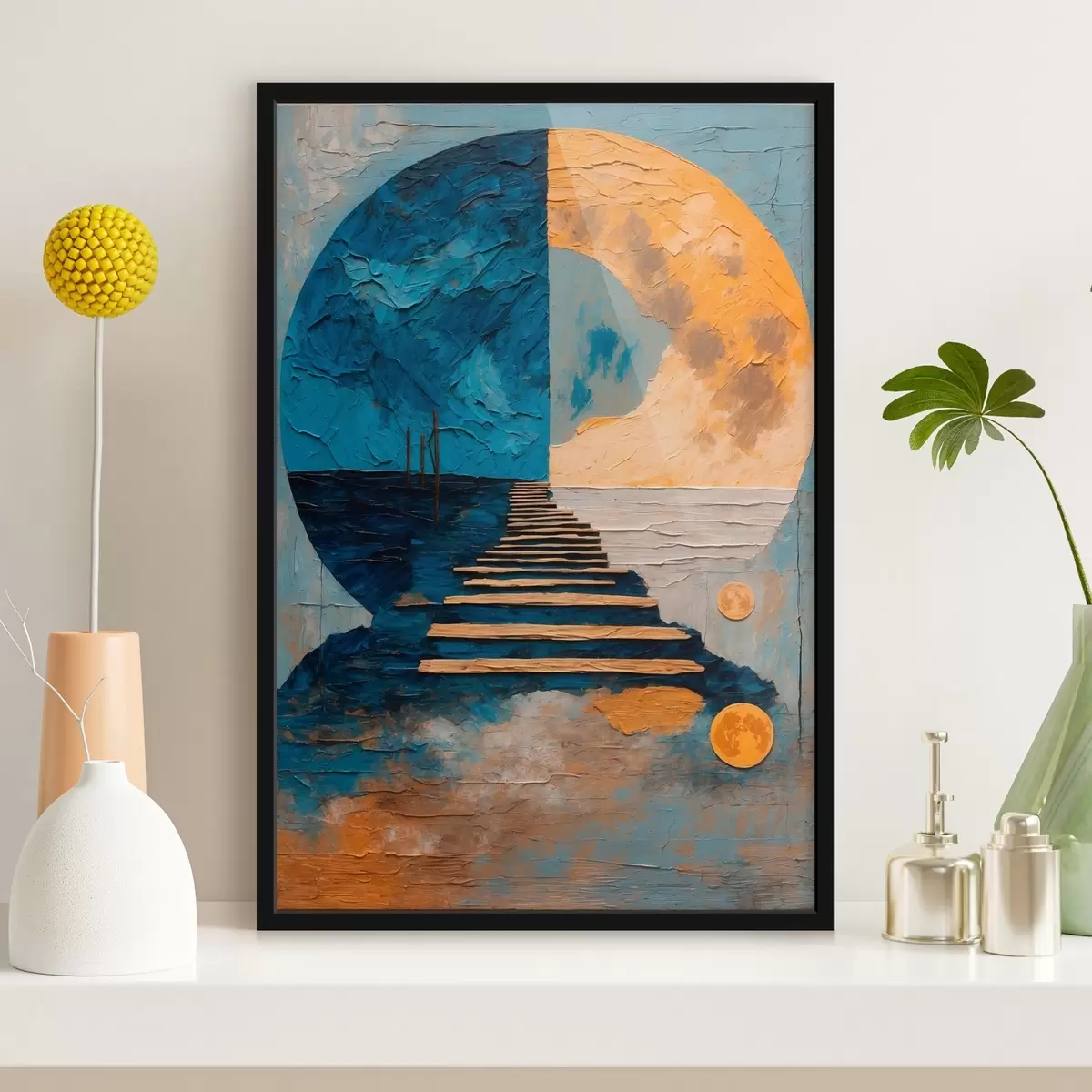 Poster Percorso a due phafef della luna in pittura ad olio ftyle f42776