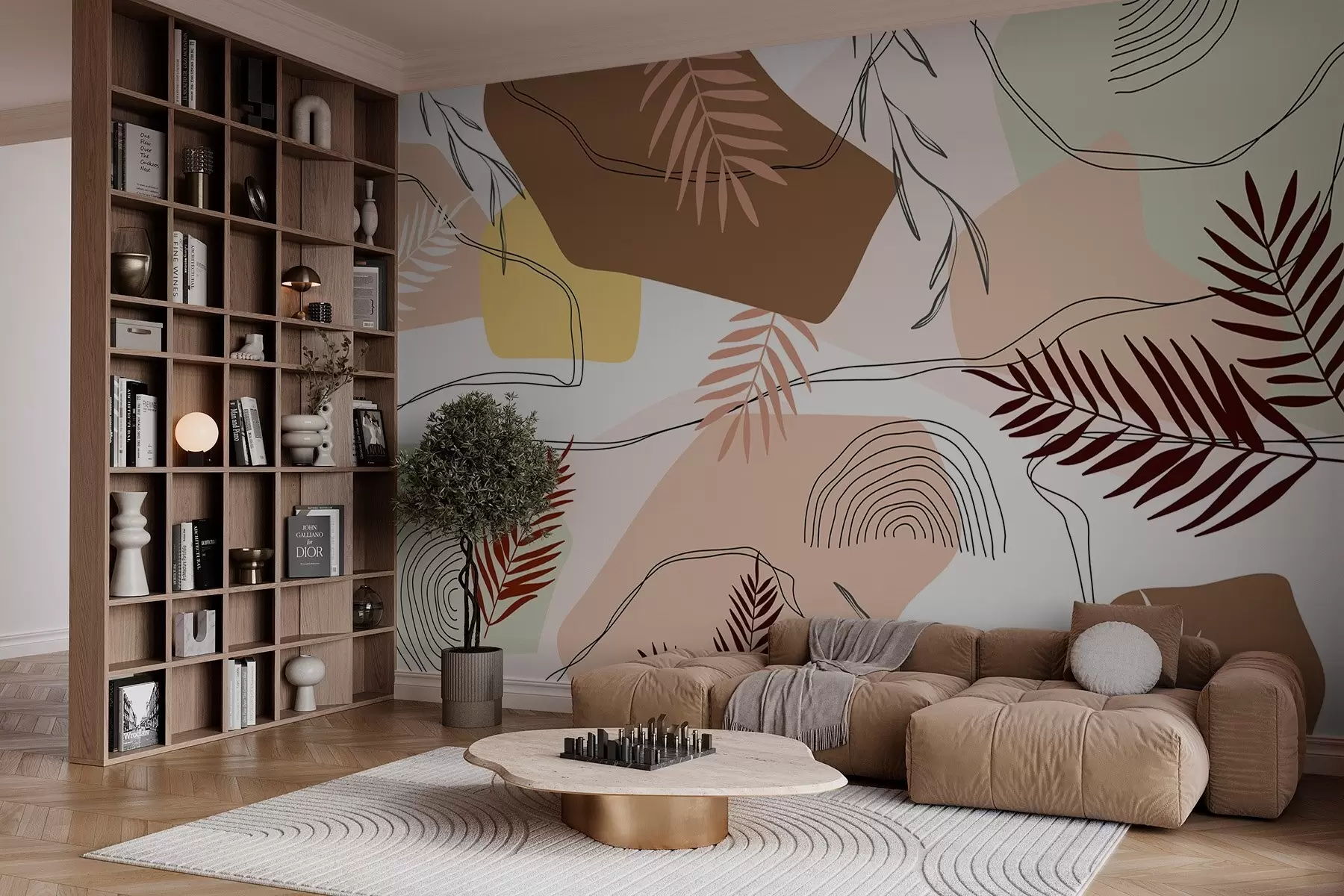 Carta da parati nature Disegno botanico astratto 