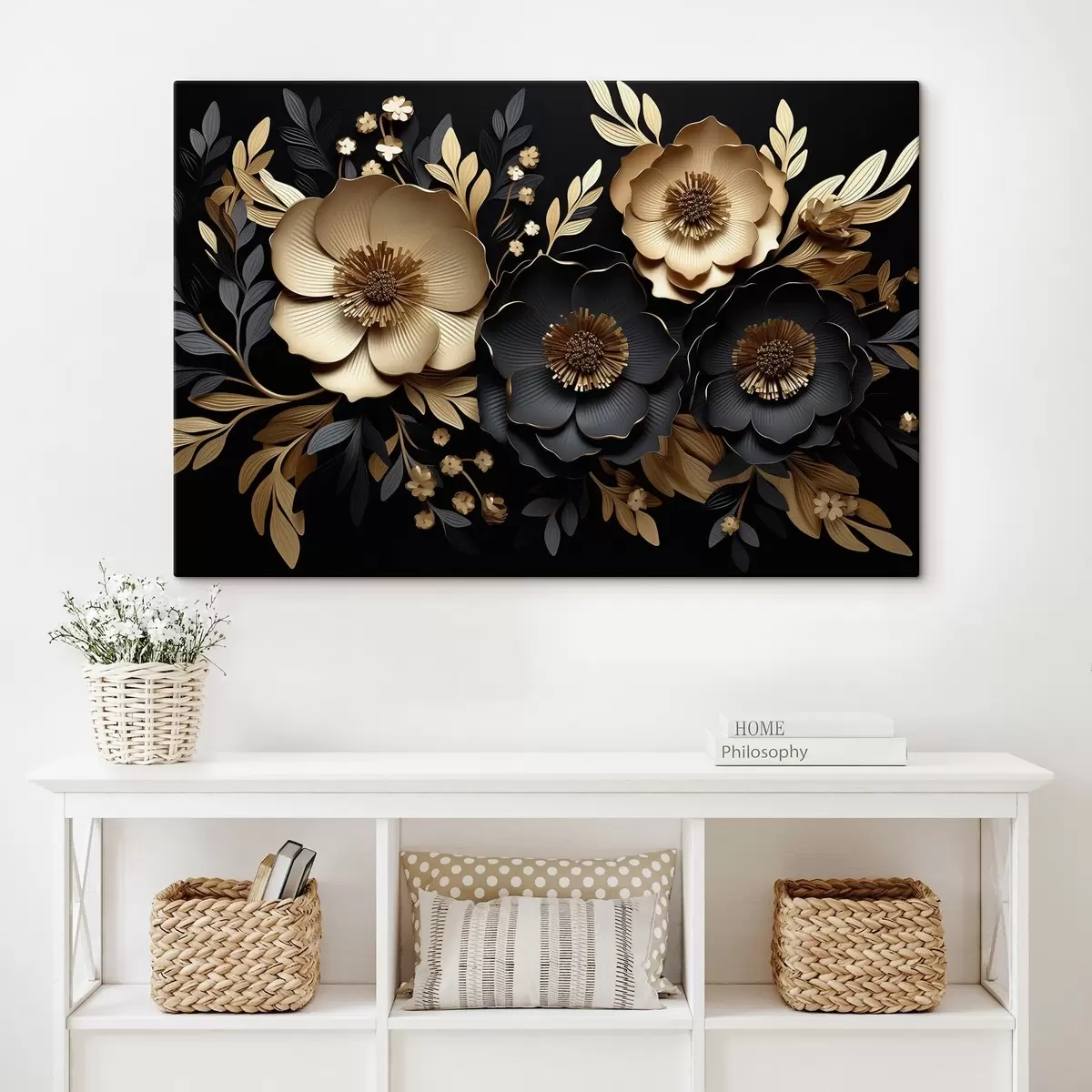 carta da parati Bellissimi fiori su sfondo scuro nr. s42968