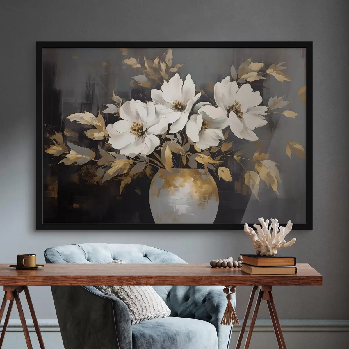 Poster Peonie arboree in vaso su un tavolo f42885