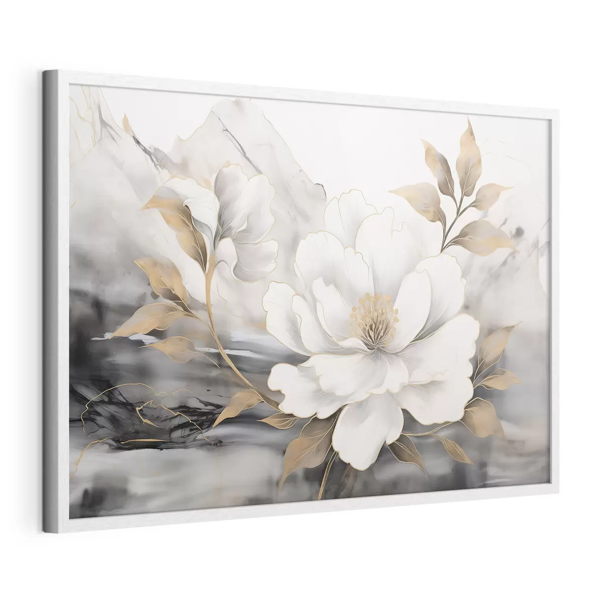 Poster Grande fiore astratto su sfondo acquerellato f42966