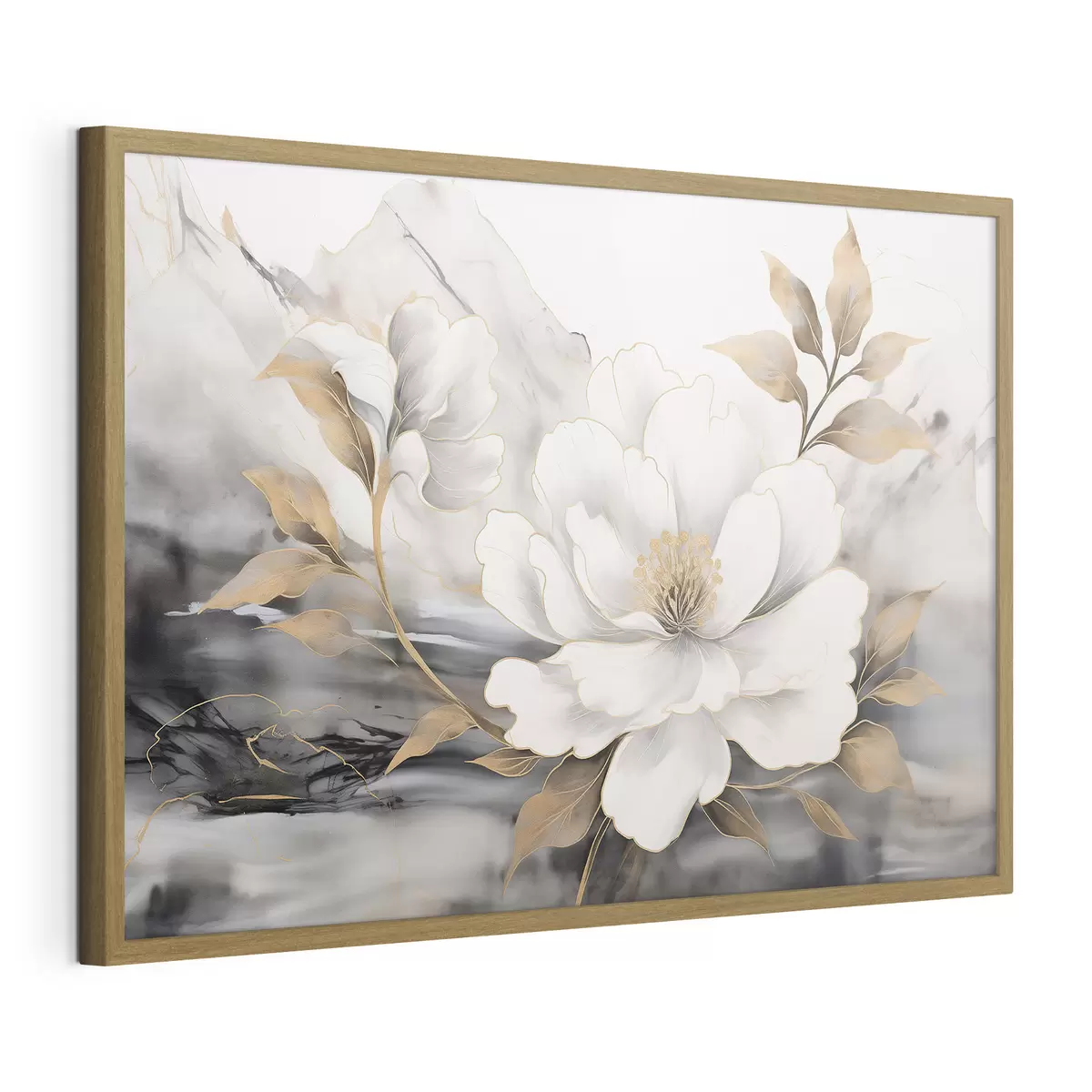 Poster Grande fiore astratto su sfondo acquerellato f42966