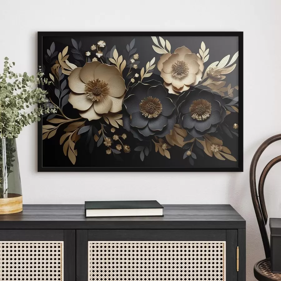 carta da parati Bellissimi fiori su sfondo scuro nr. f42968