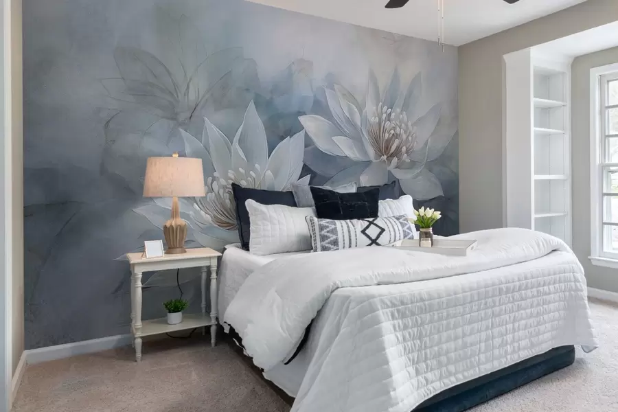 Carta da parati Floreale Coppia di fiori ad acquerello su parete grunge n. w03188