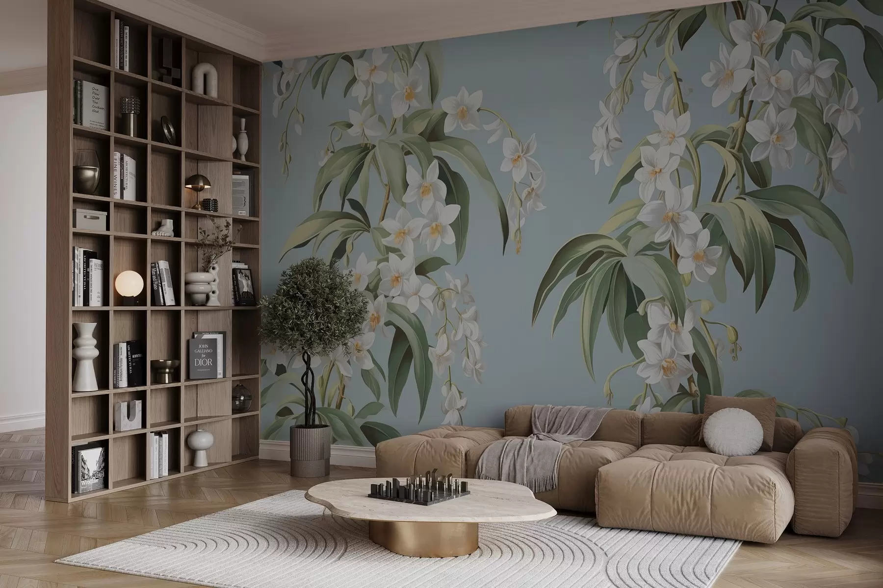 Carta da parati Floreale Rami fioriti disegnati n. w03204