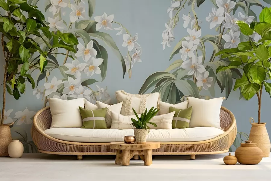 Carta da parati Floreale Rami fioriti disegnati n. w03204