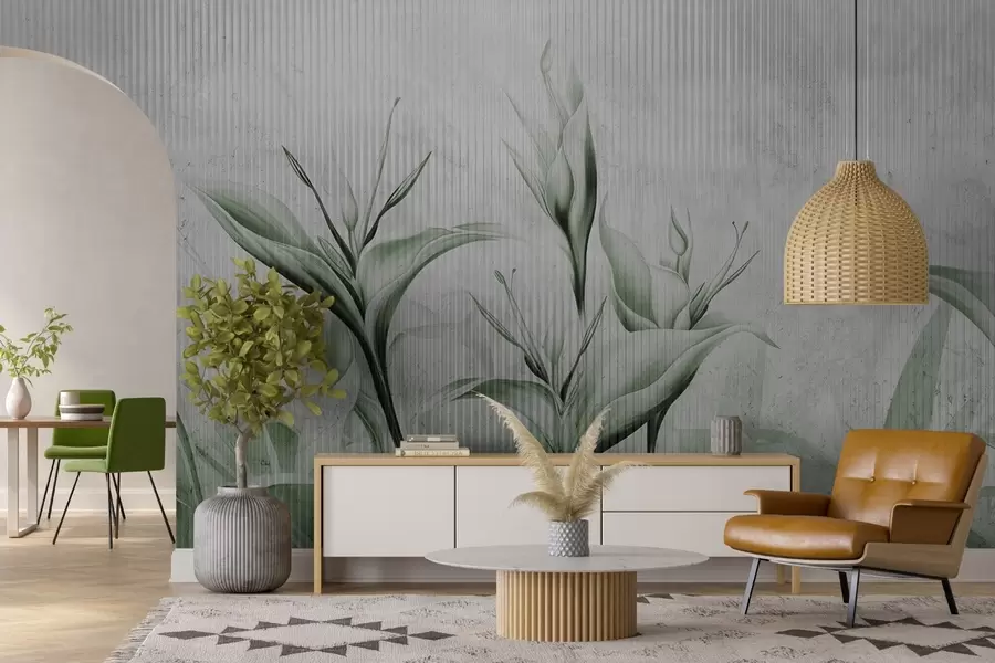 Carta da parati nature Foglie in stile art nouveau 