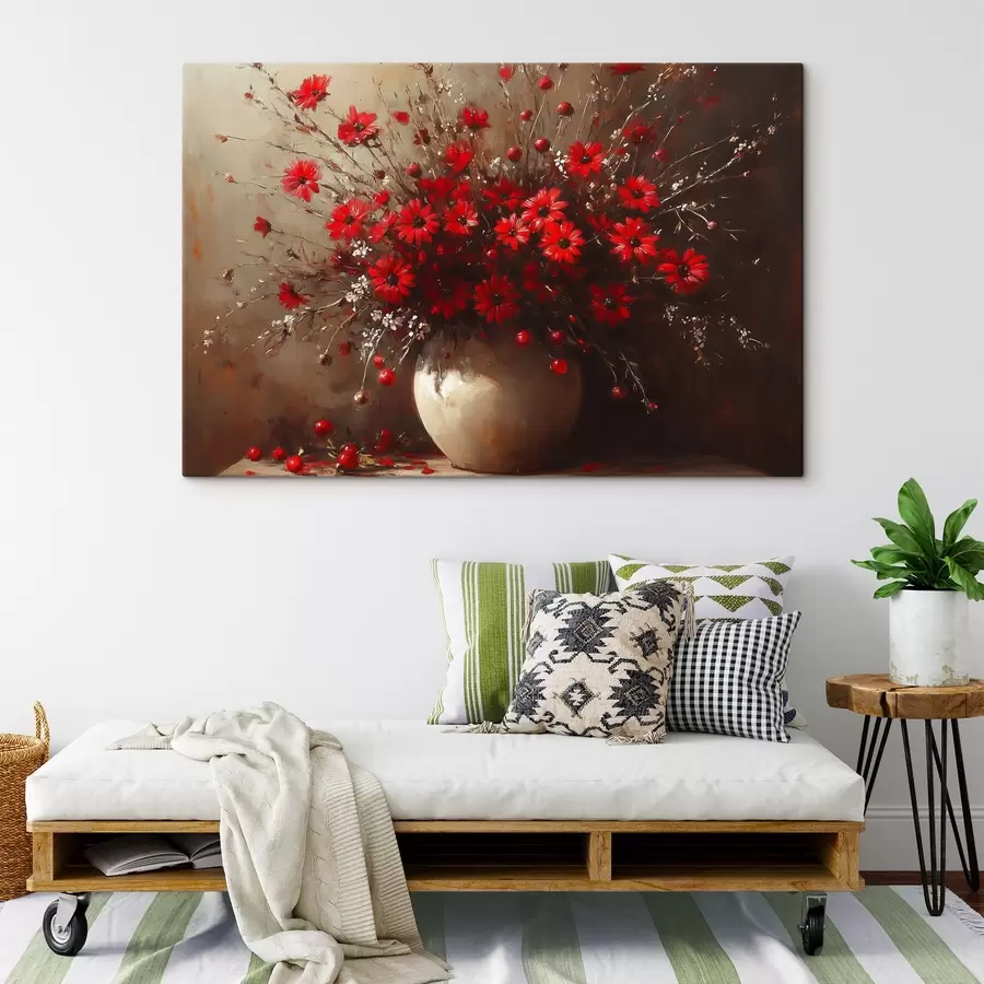 carta da parati Bouquet rosso in vaso nr. s42983