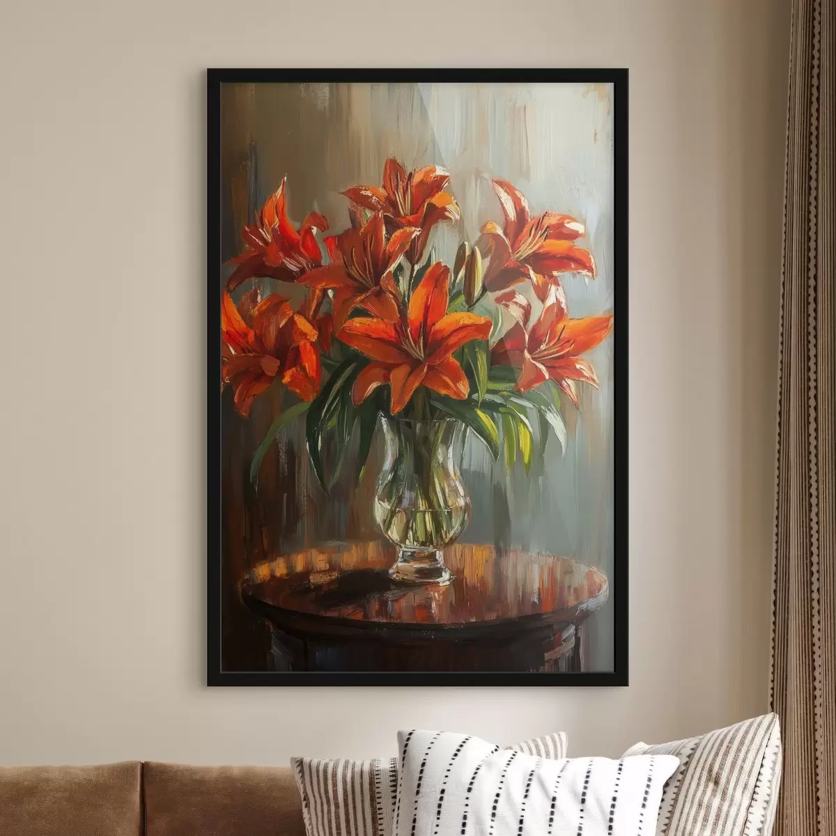 Poster Gigli rossi nello stile della pittura ad olio f42977