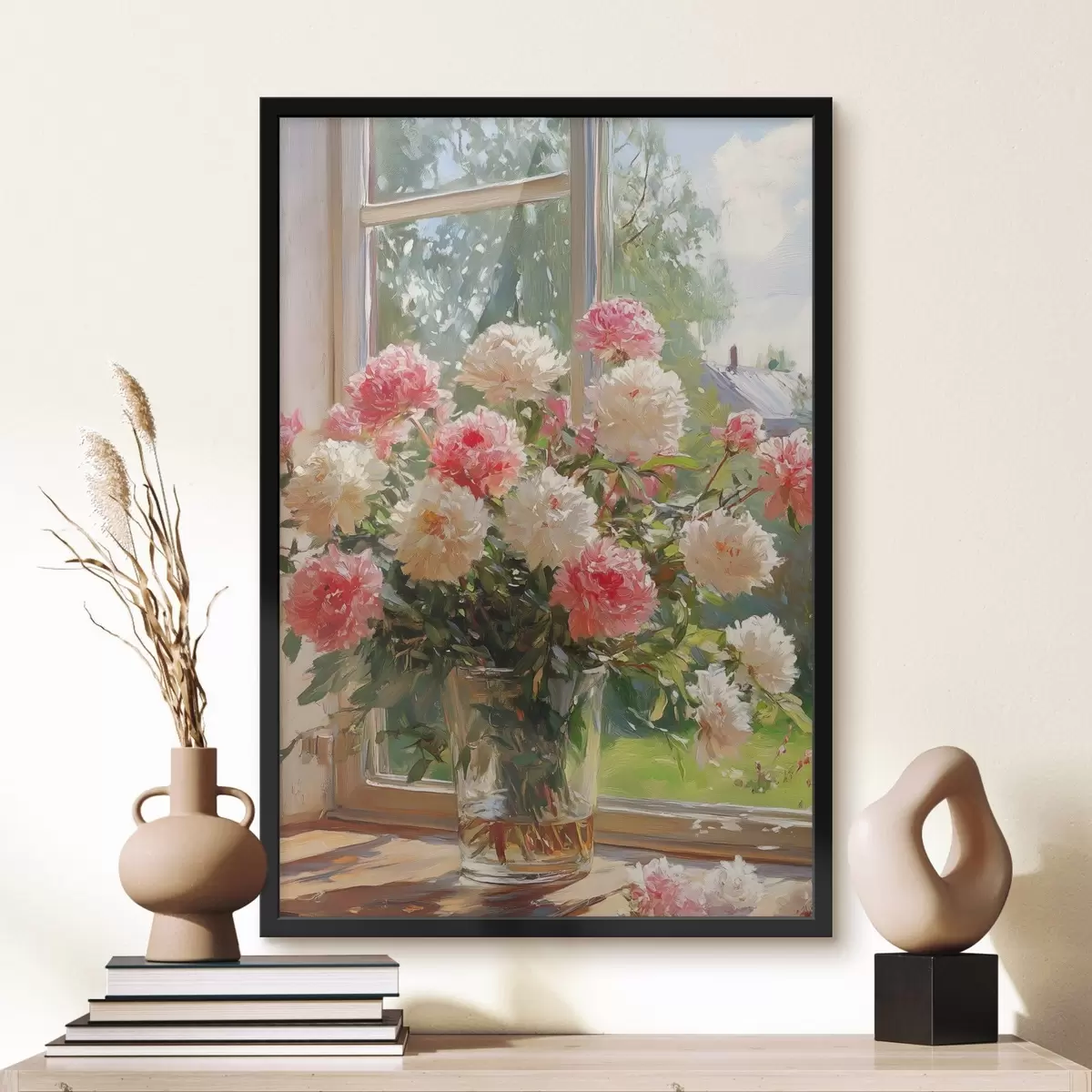 Poster Bouquet sulla finestra nello stile della pittura ad olio f42978