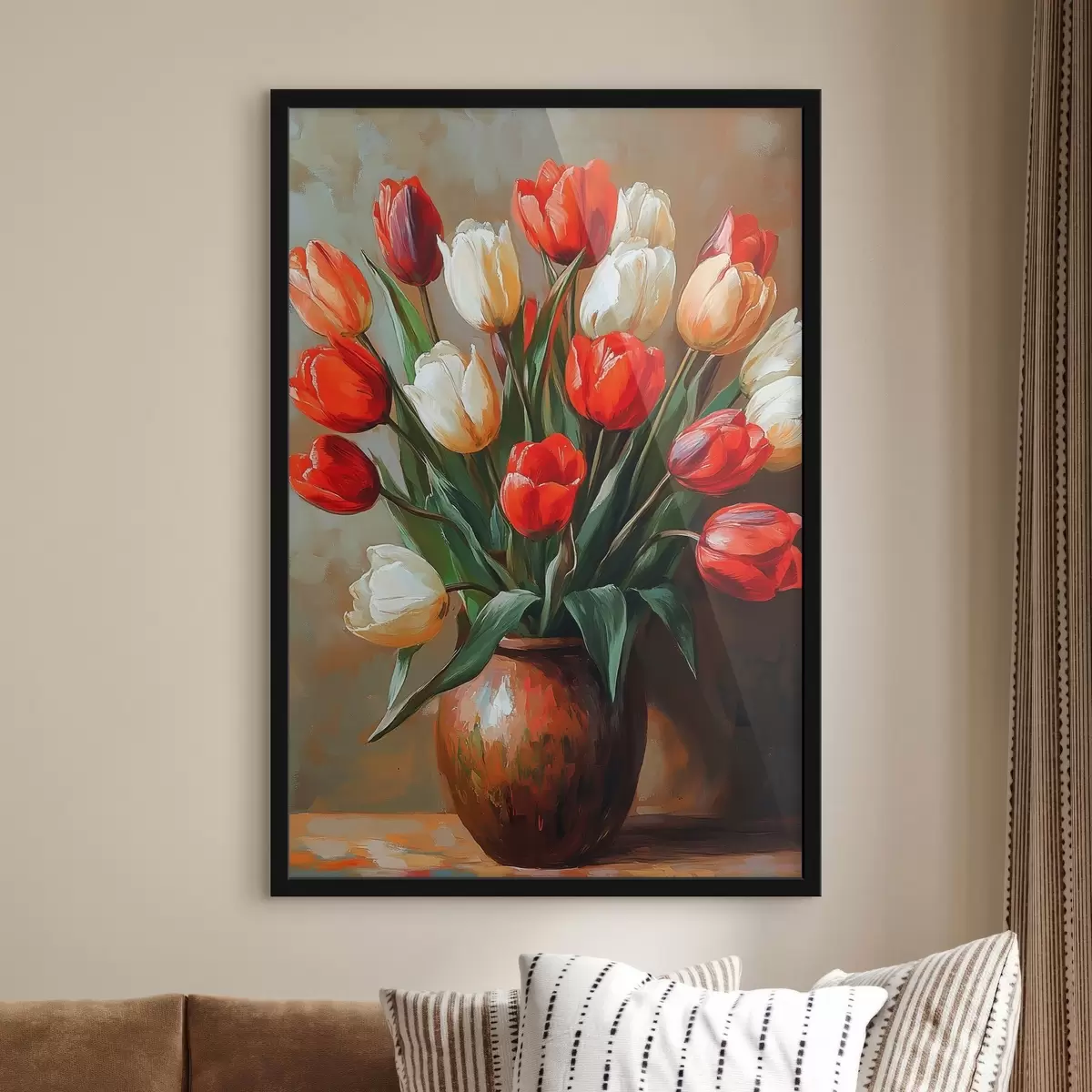 Poster Bouquet di tulipani rossi e bianchi f42981