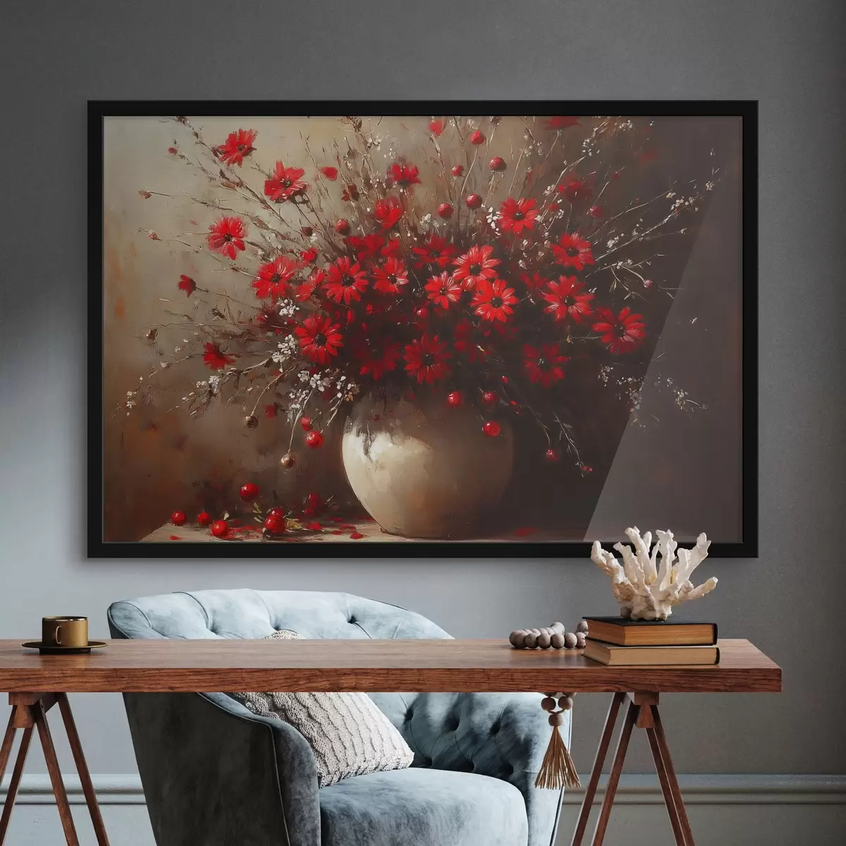 Poster Bouquet rosso in vaso f42983