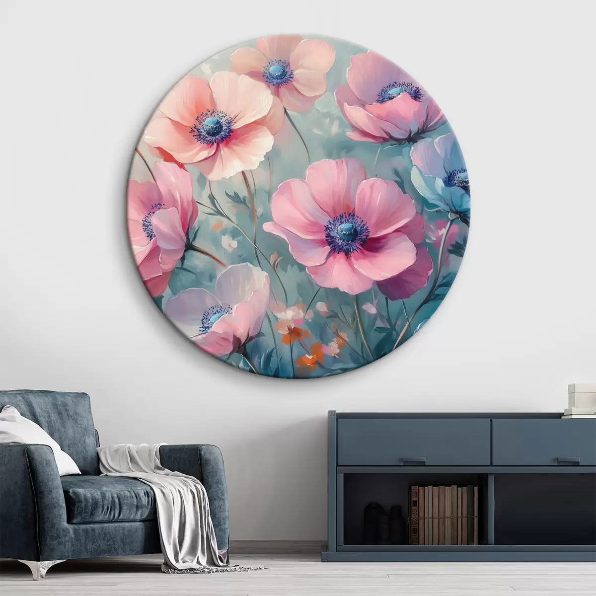 Quadri rotondi Fiori colorati nel campo r42973