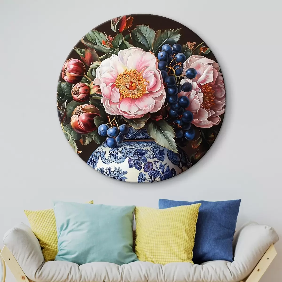 Quadri rotondi Bouquet di fiori e frutta r42980