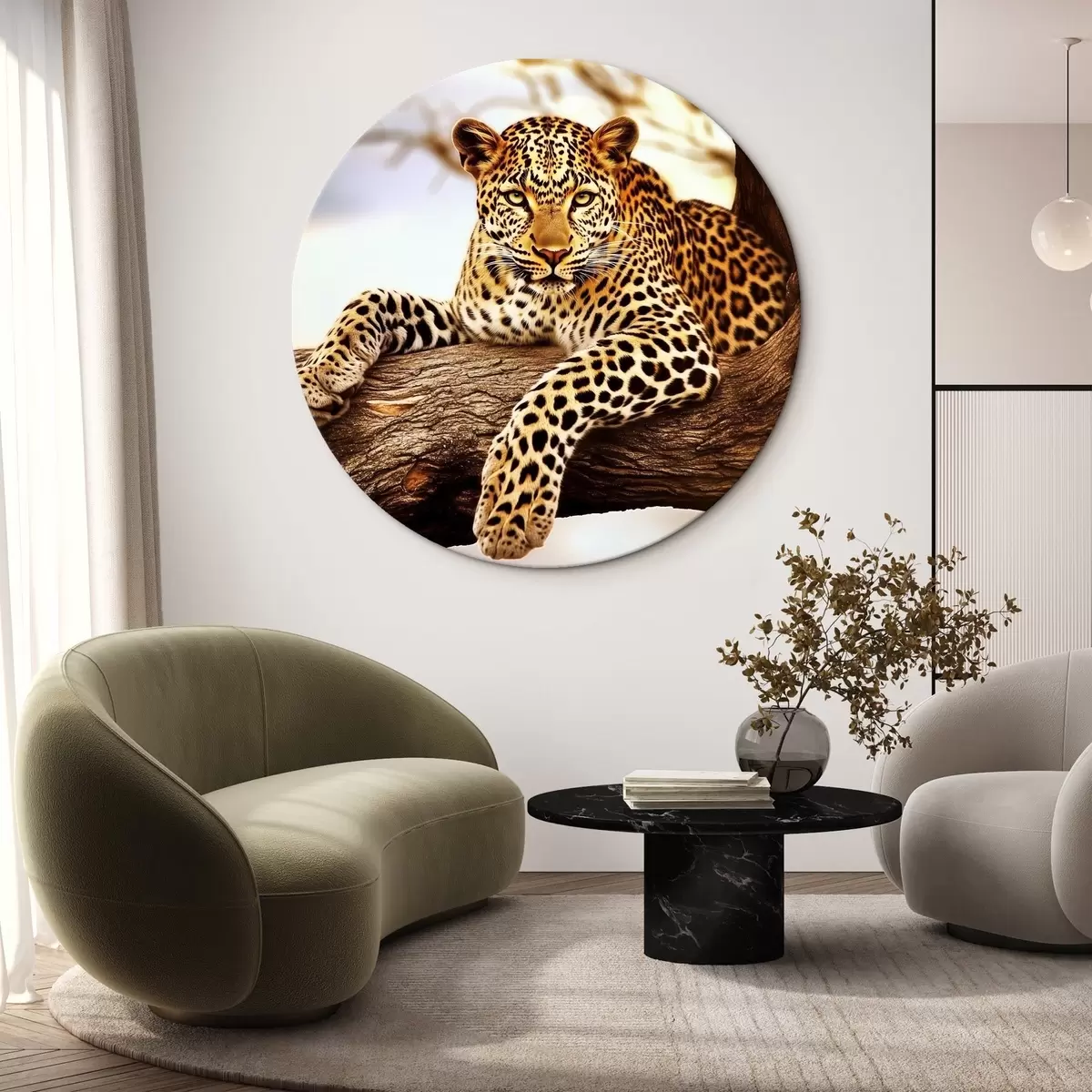 Quadri rotondi Leopardo su un albero r42984