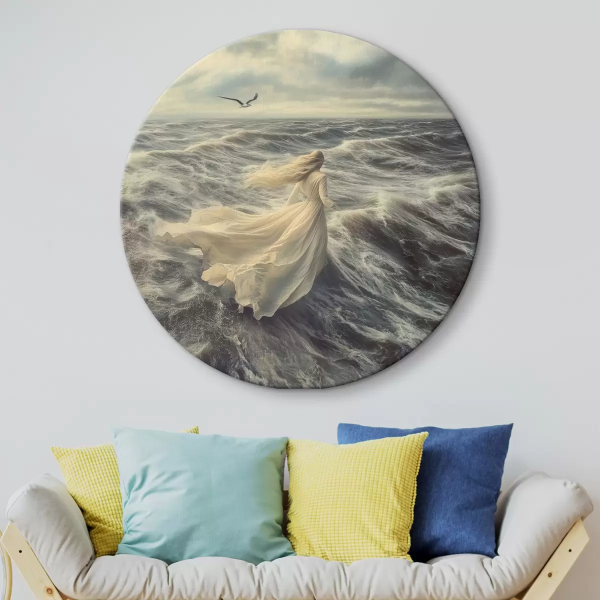 Quadri rotondi Ragazza sulle onde del mare r42986